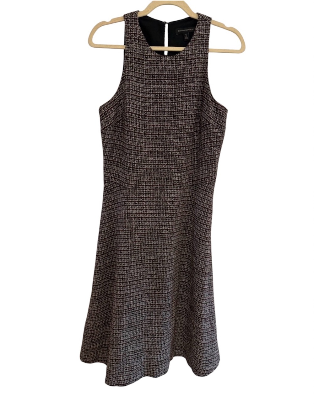 Banana Republic Black and White Tweed Midi Dress